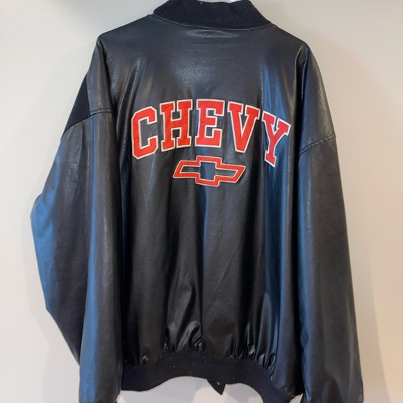 Steve & Barry's Mens Chevy Black Faux Leather & Fabric Bomber Jacket  XX… - Picture 7 of 11